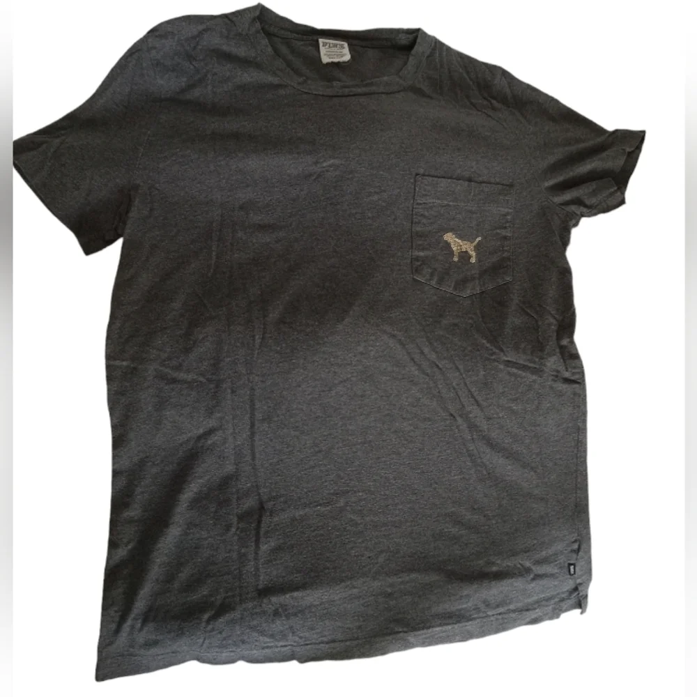 VS PINK Bling Tee-shirt in Gray & Gold Sequined Dog Size: Small - Picture 4 of 6